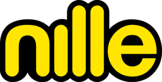 Nille brand logo in bold lowercase yellow letters with black outline.