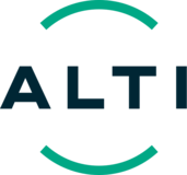ALTI logo with two green curved lines above and below the text.