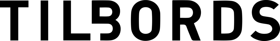 Tilbords logo in blue and red with a red location pin above the letter b.
