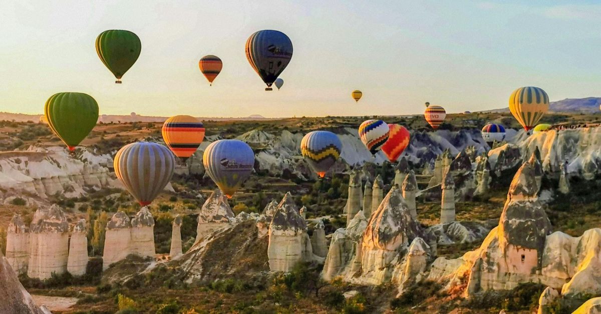 Hot-air-balloons-soaring-over-the-unique-rock-formations-of-Cappadocia