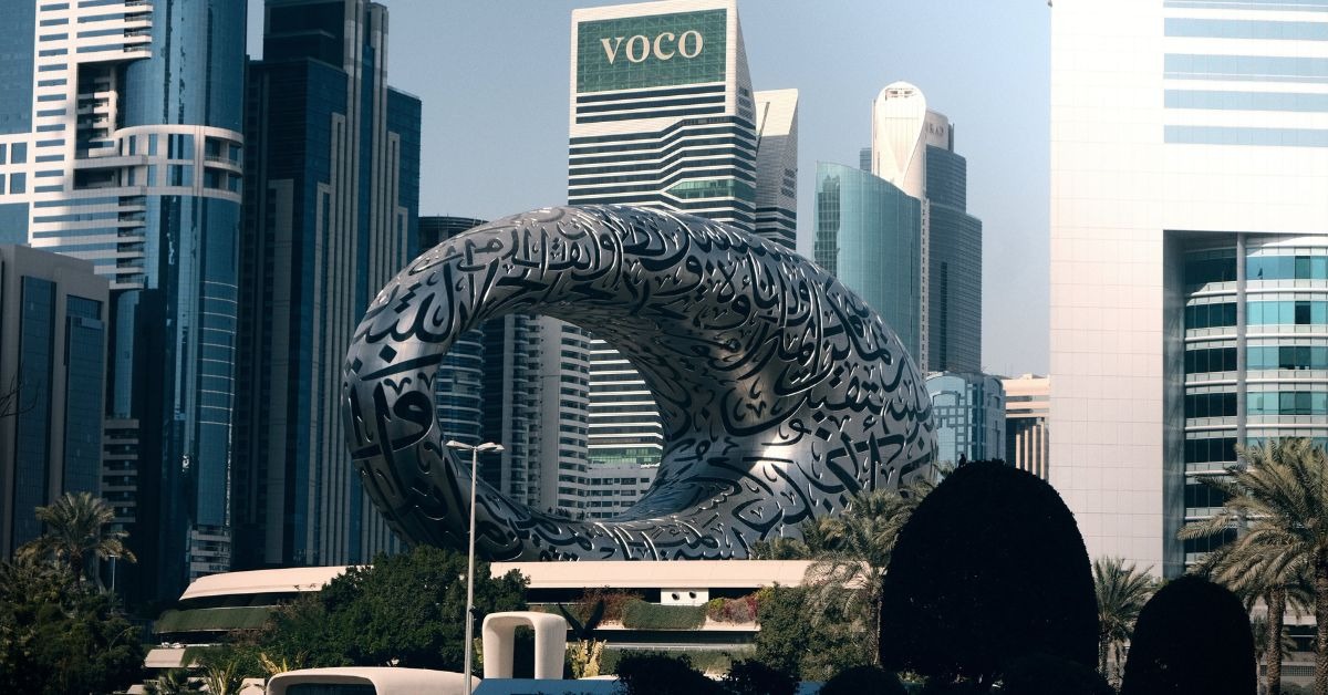Stunning-view-of-museum-of-the-future-amid-dubai-modern-skyline