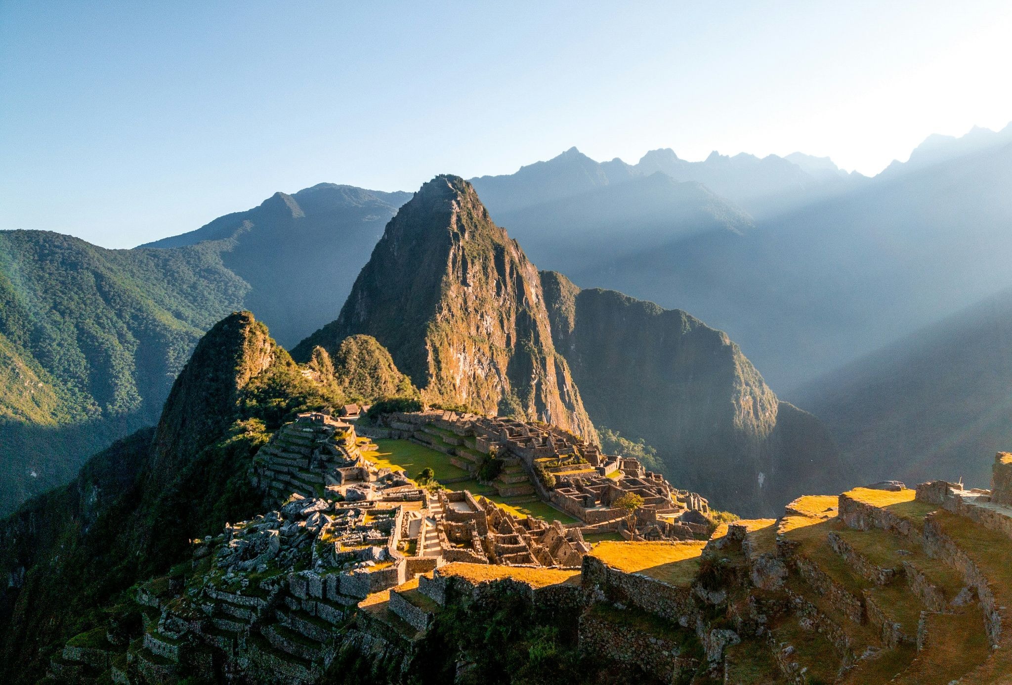 Machu Picchu in Peru illuminated by the sunlight