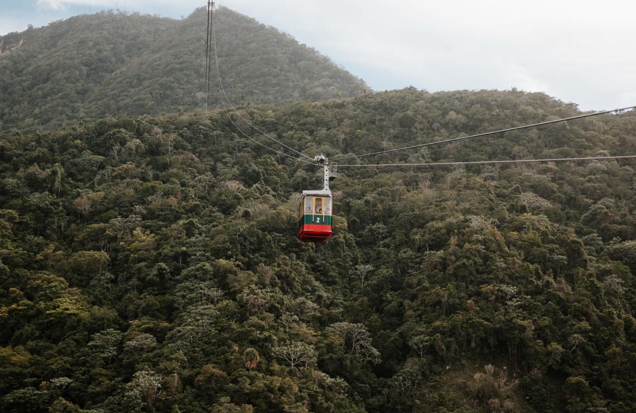 Cable car above Puerto Plata green mountains