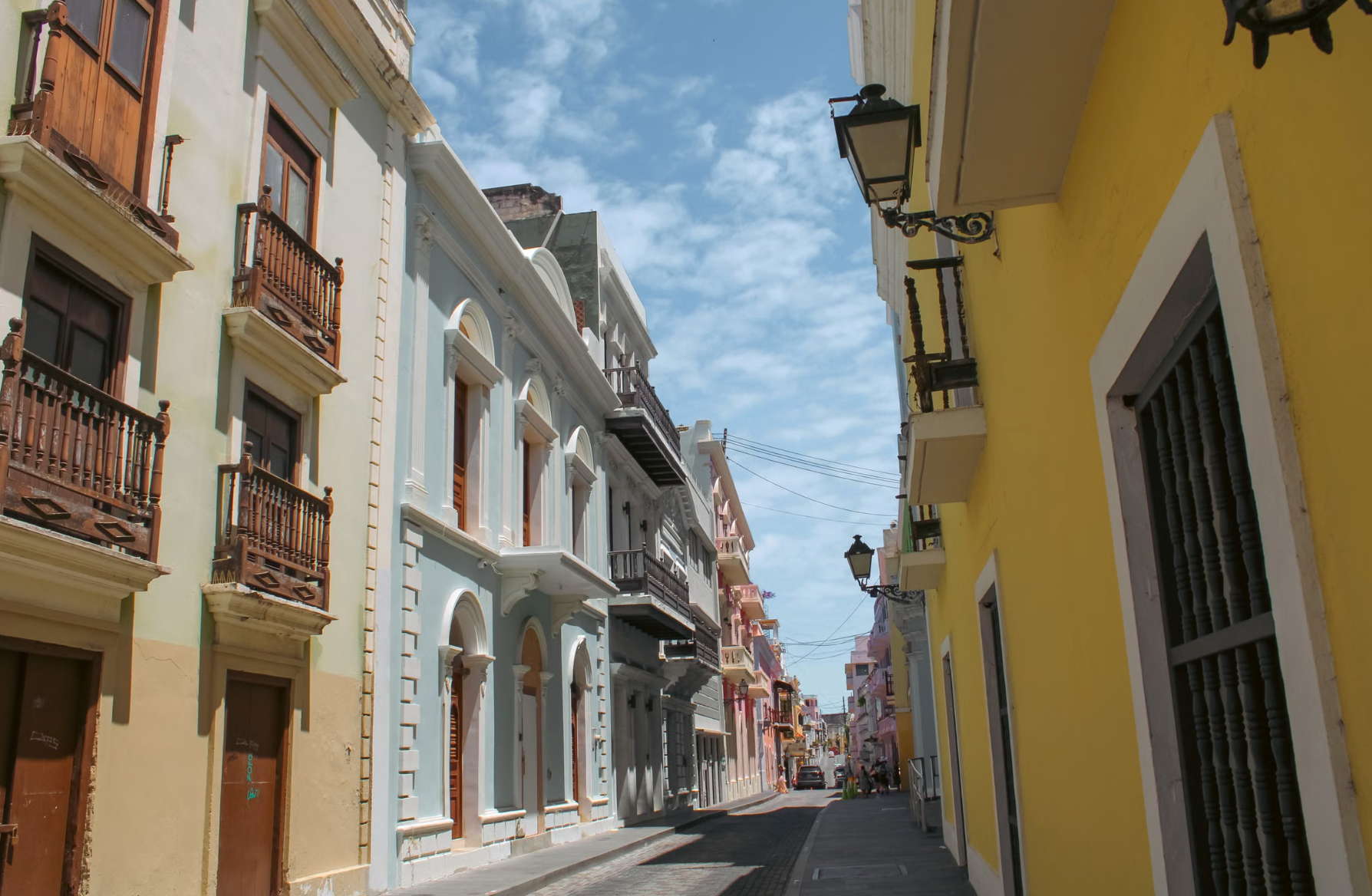 Cobblestone street and colonial buildings in the Zona Colonial of Santo Domingo, best walked in the cool dry season