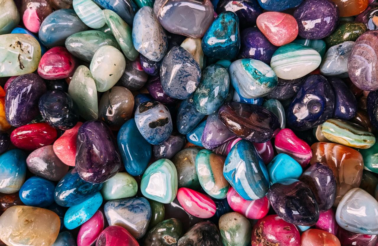Polished larimar stones, the pale blue gemstone found only in the Dominican Republic