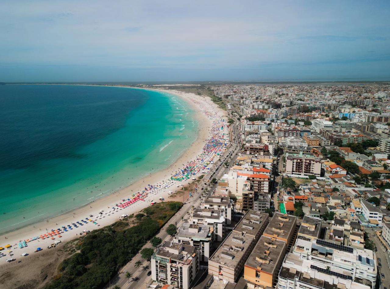 aerial above turquoise water at a Lagos beach, Algarve, Portugal