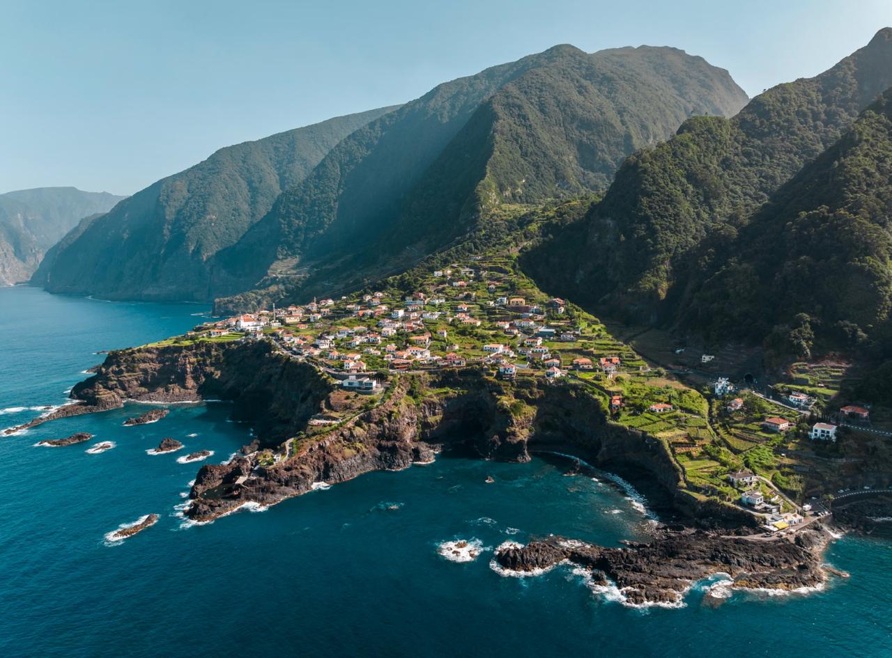 Coastal cliffs and ocean pools in Madeira