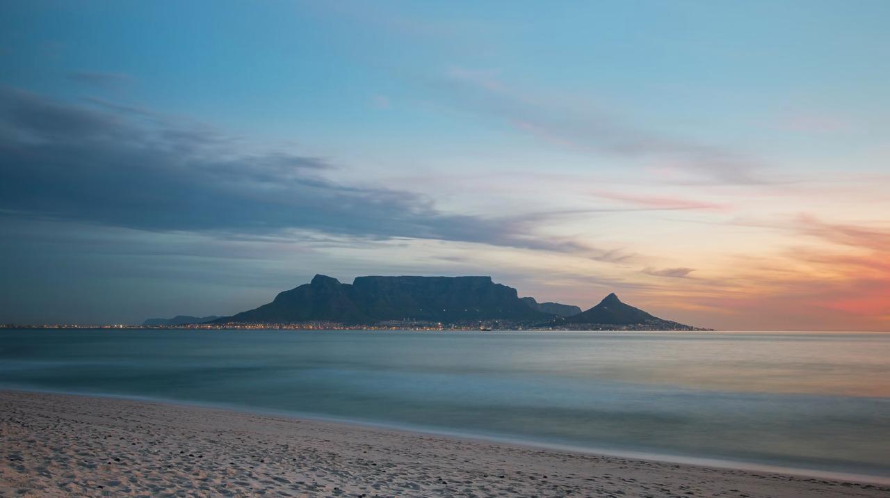 Table Mountain rising above Cape Town coastline