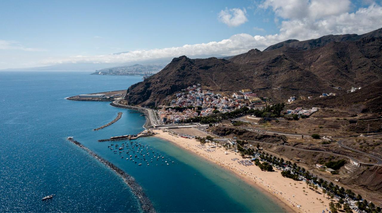 Volcanic coastline and blue sea in Tenerife
