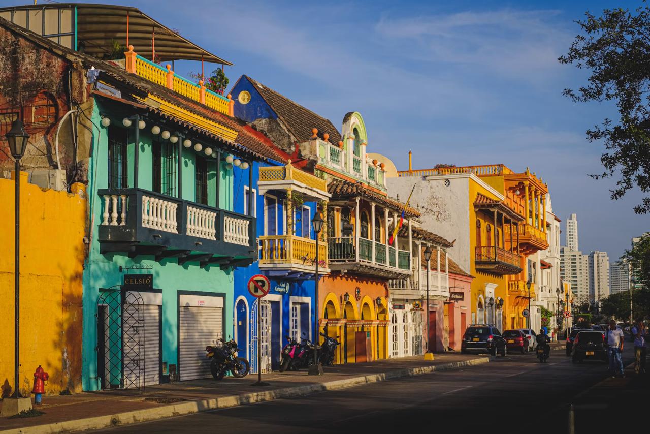 Colorful colonial balconies in Cartagena old town