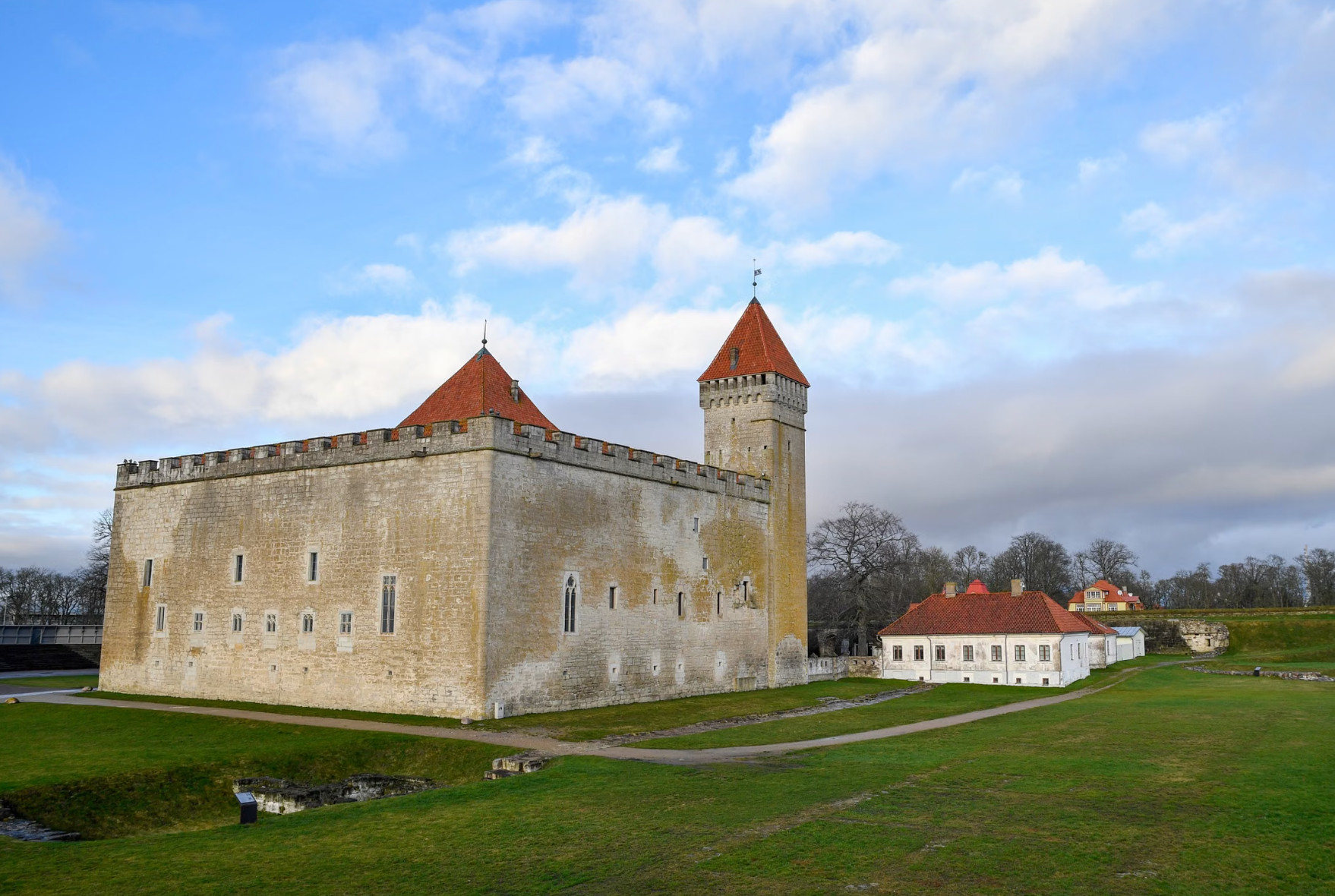 Kuressaare Castle stone keep and red-roofed tower on Saaremaa