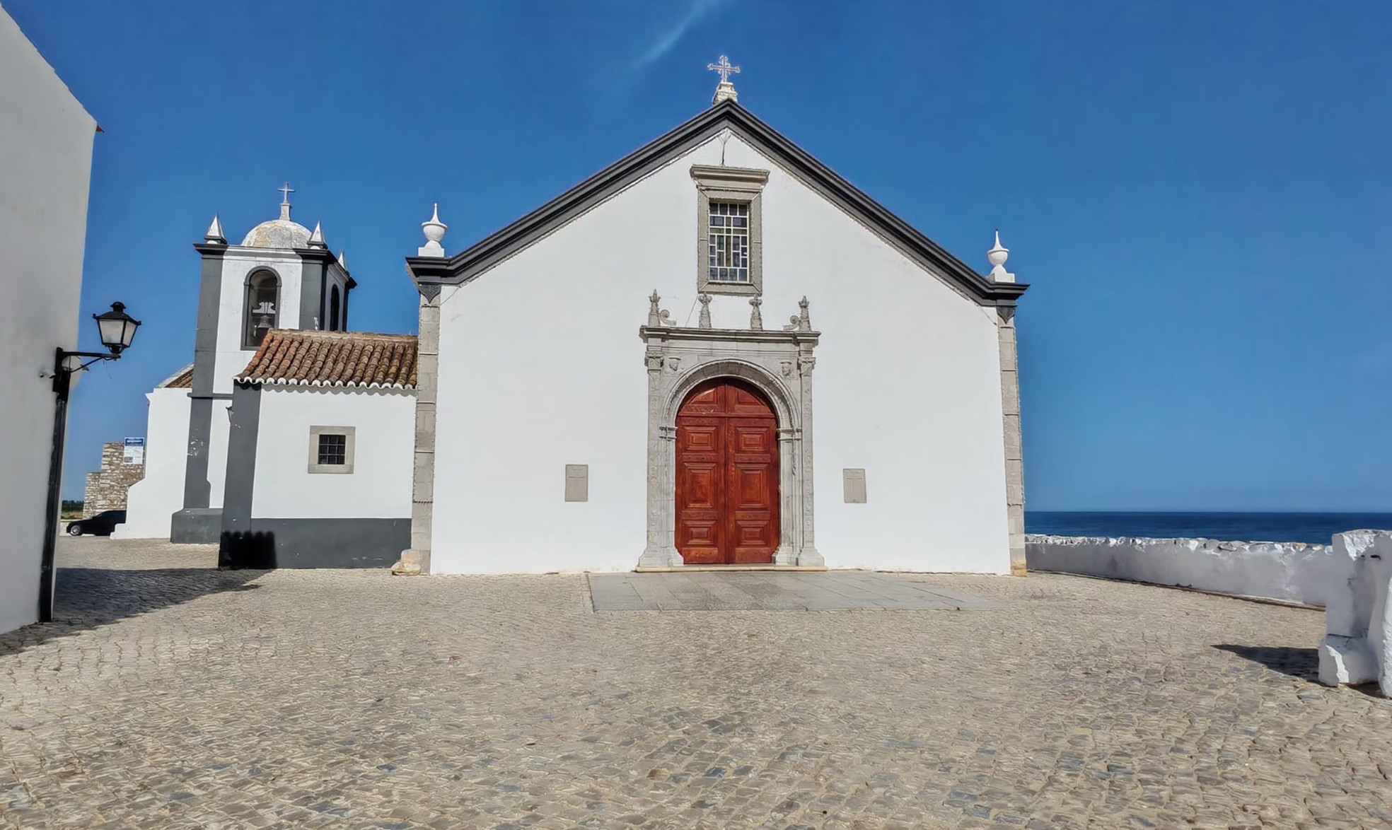 Whitewashed church above the sea at Cacela Velha, eastern Algarve