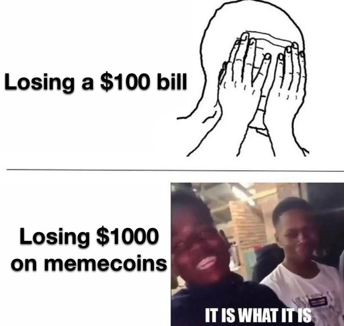 Losing $100 vs $1000 (crypto meme)