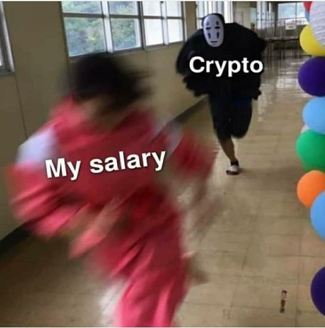 The paycheck never stood a chance (crypto meme)