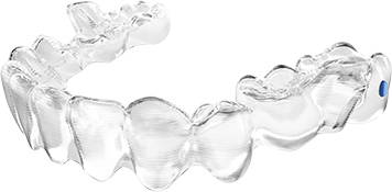 Transparent dental aligner for teeth straightening.