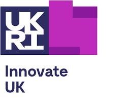 UKRI logo with purple and white block design and text Innovate UK below
