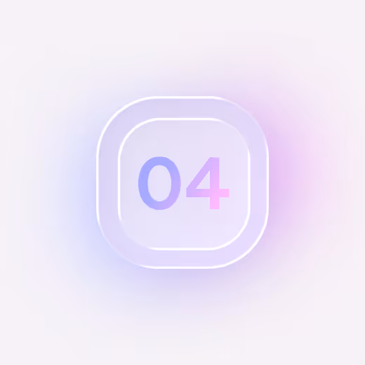 Rounded square icon with number 04 in gradient purple and pink on a light background.