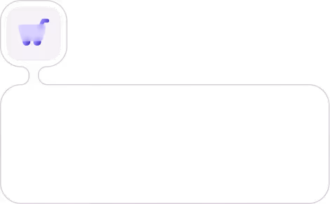 Purple shopping cart icon inside a rounded square chat bubble with a black horizontal background.