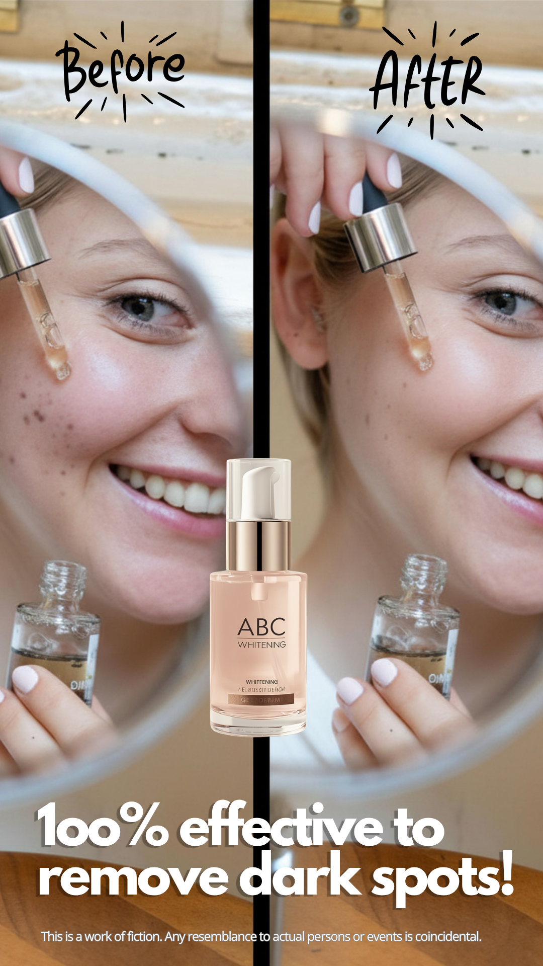 Skincare before-and-after ad being screened