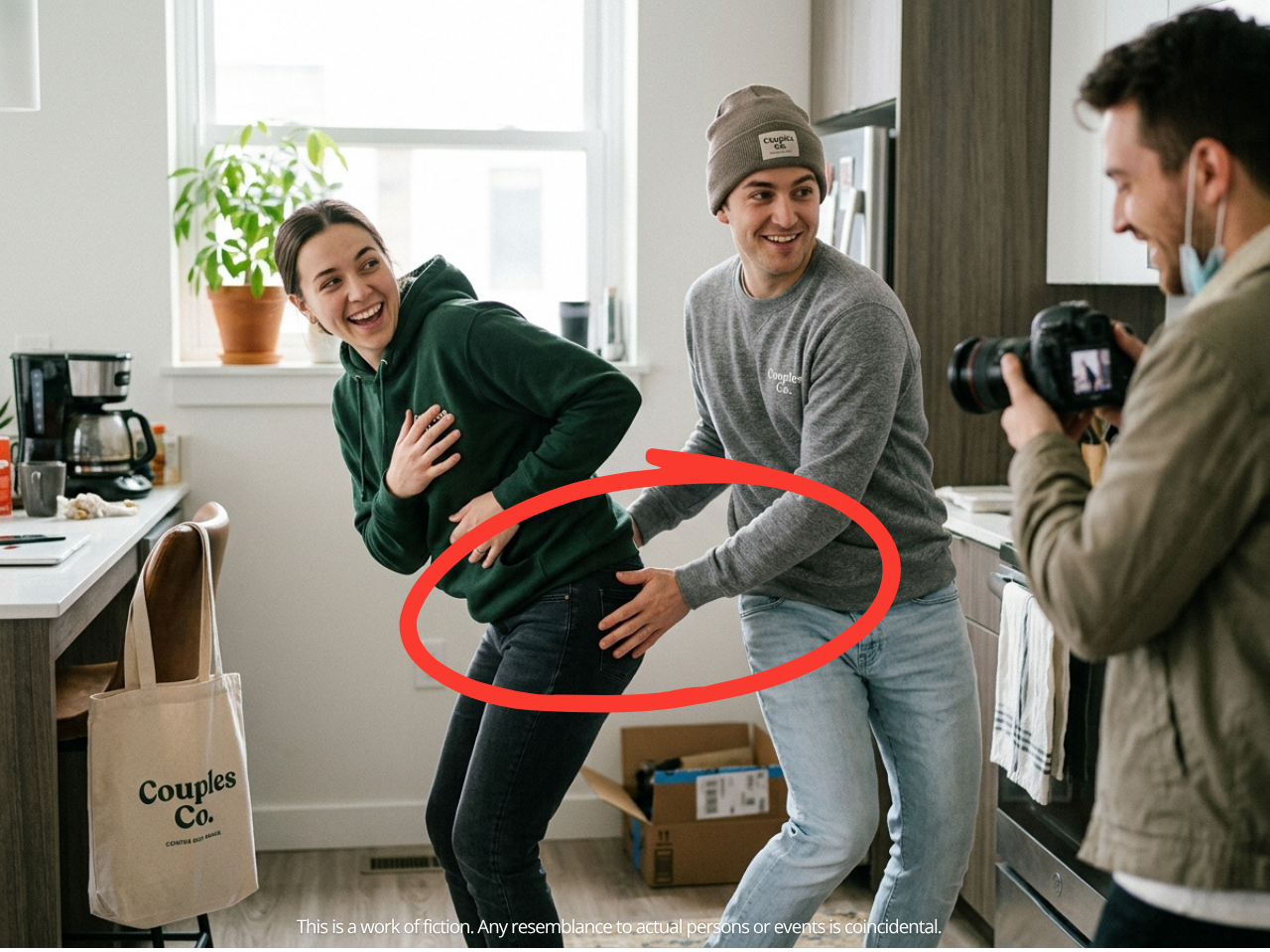 Clothed spanking gesture flagged as a flirtatious-movement violation under TikTok's ads policy