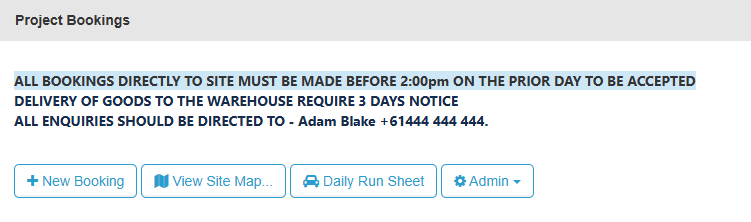 Example of booking instructions in SImpel's construction scheduling software