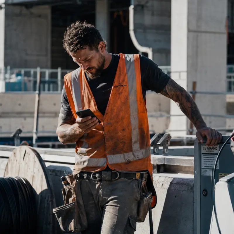 Australian tradesperson reviewing incoming booked jobs and automated leads on a smartphone