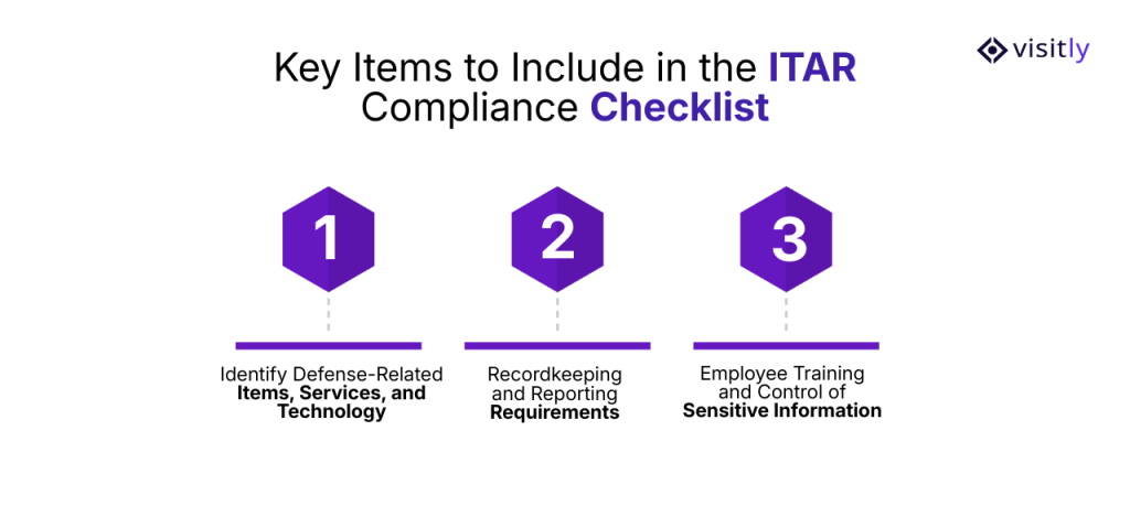 Key items to include in the ITAR compliance checklist