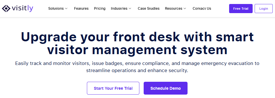 Schedule a demo page screenshot of Visitly website