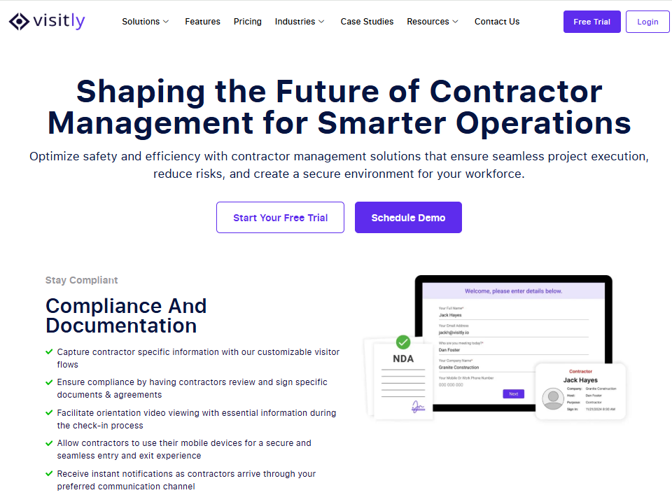 Contactor management page