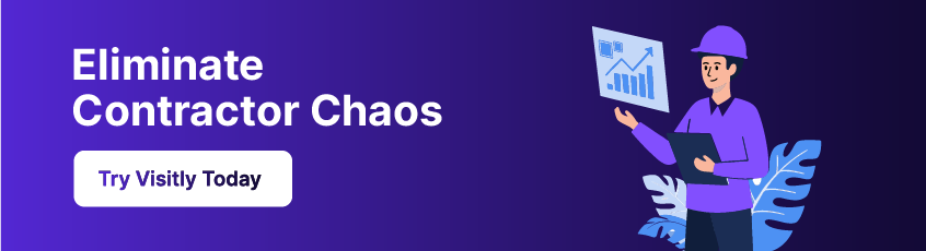 Contractor check-in system automating entry, approvals, and document verification in a workplace