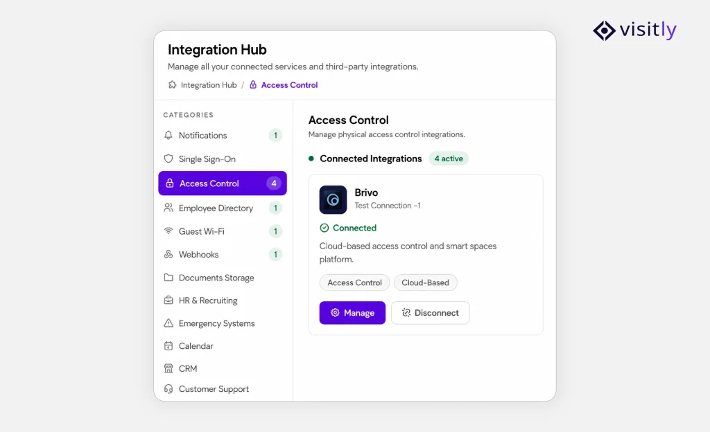 Brivo Integration Connect Visitor Check-In to Physical Access Control