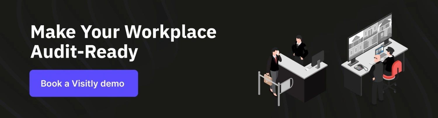 Visitly dashboard showing visitor tracking and compliance records
