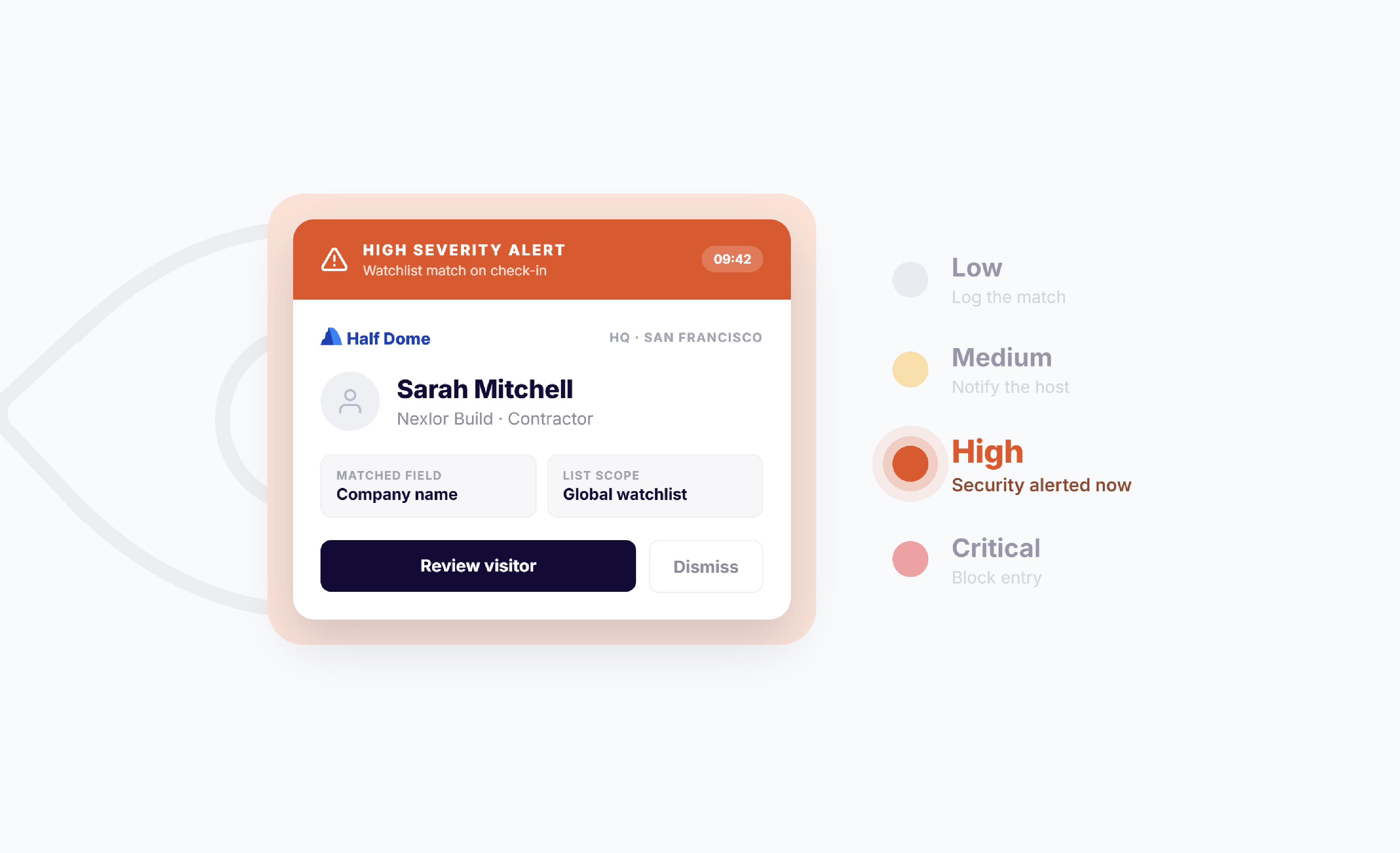Visitly's Watchlist now supports four severity levels