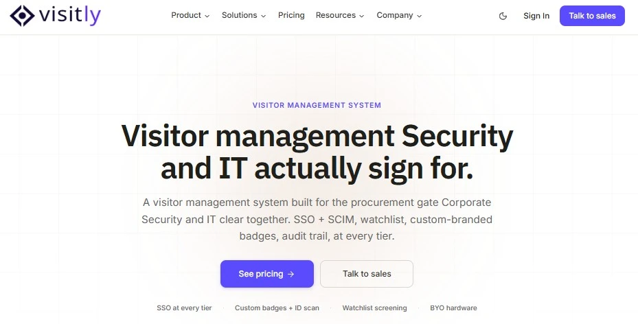 Visitly homepage