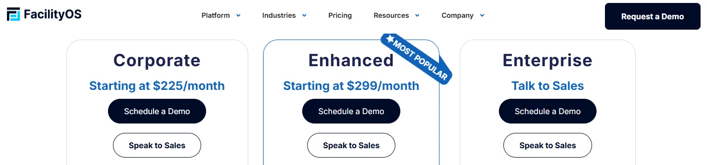 facilityOs pricing details