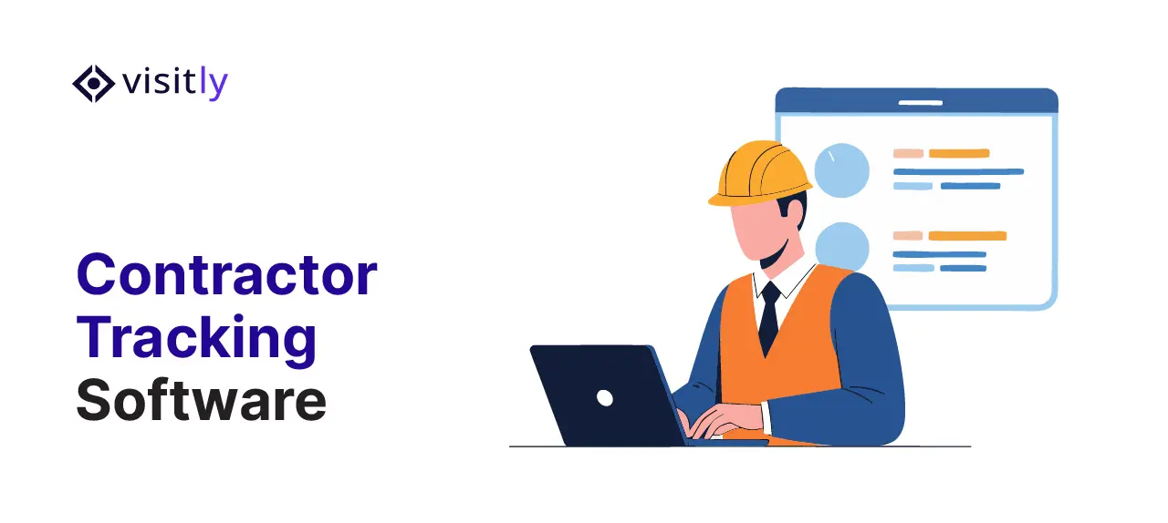 Worker in a hard hat and safety vest typing on a laptop