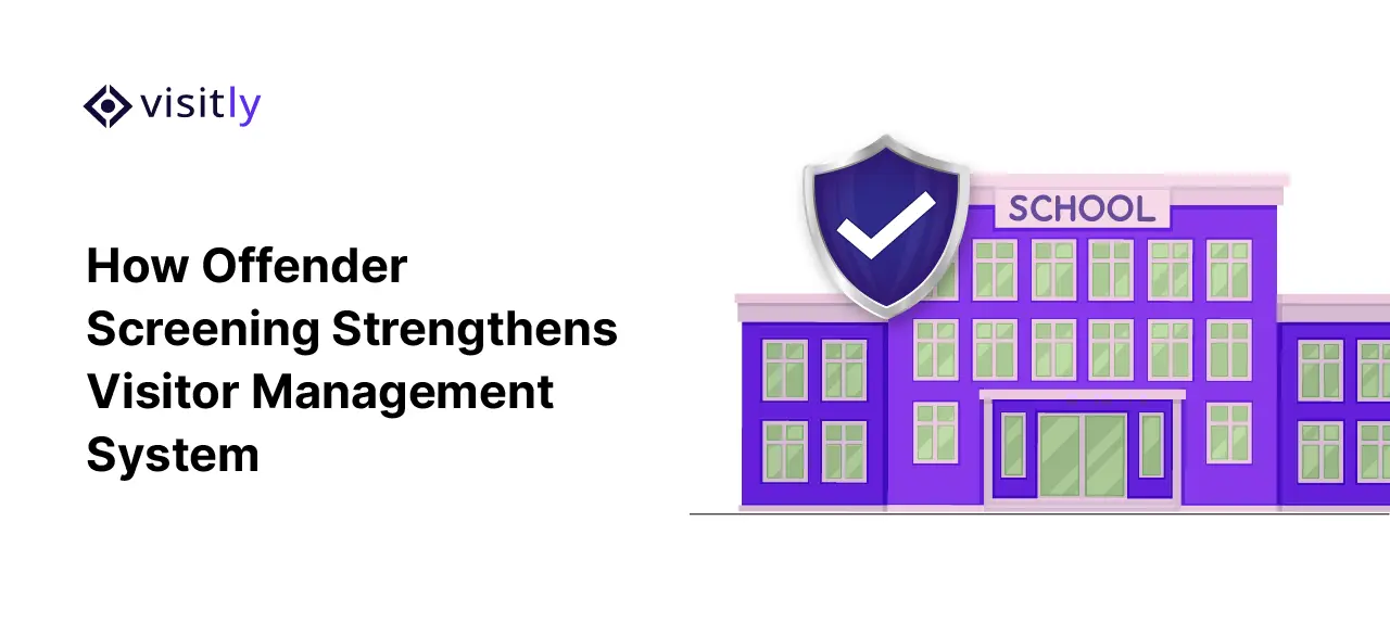 Purple school building with a shield and check mark over the entrance