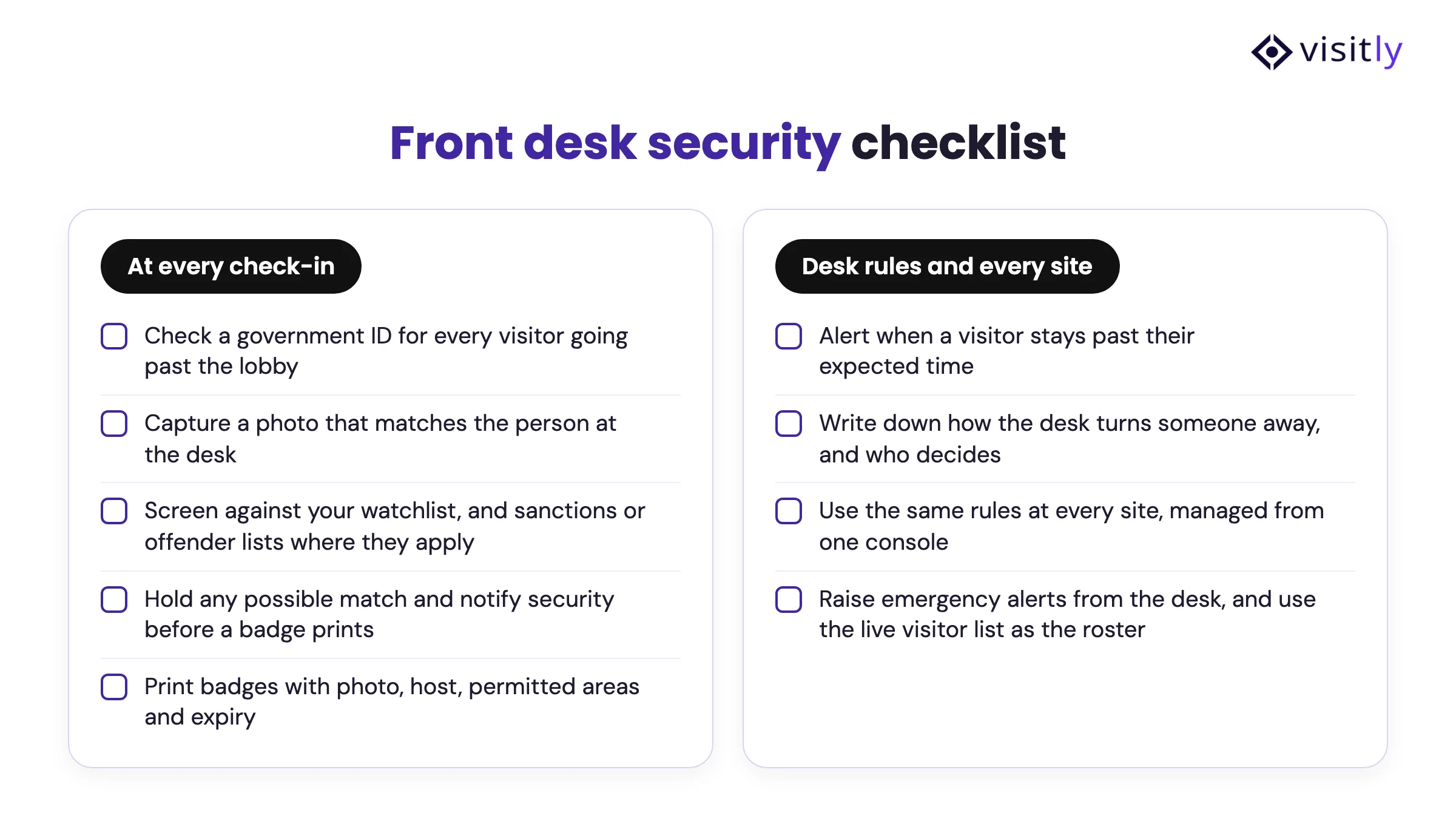 Front desk security checklist: five checks at every check-in and four desk rules for every site