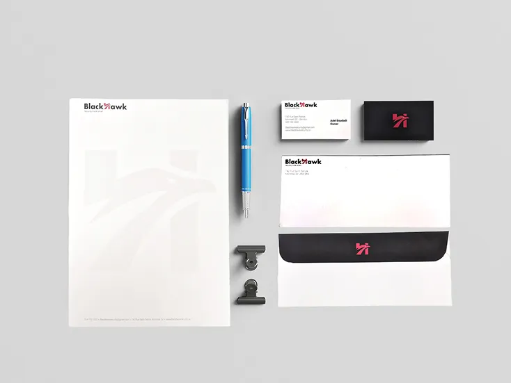 BlackHawk security stationary mockup.