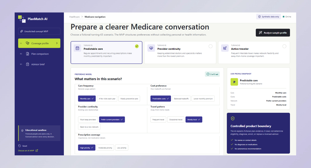 Find The Plan: AI MVP Development interface screenshot 1