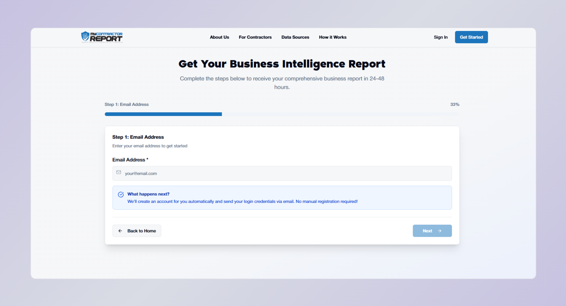 My Contractor Report interface screenshot 2