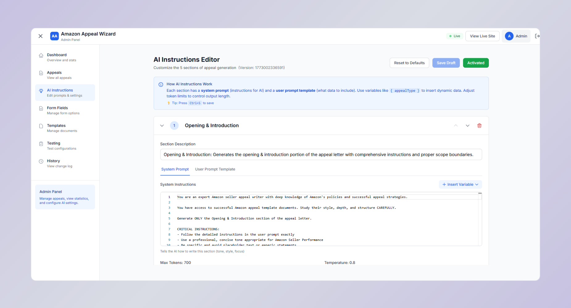 Amazon Appeal Wizard interface screenshot 2