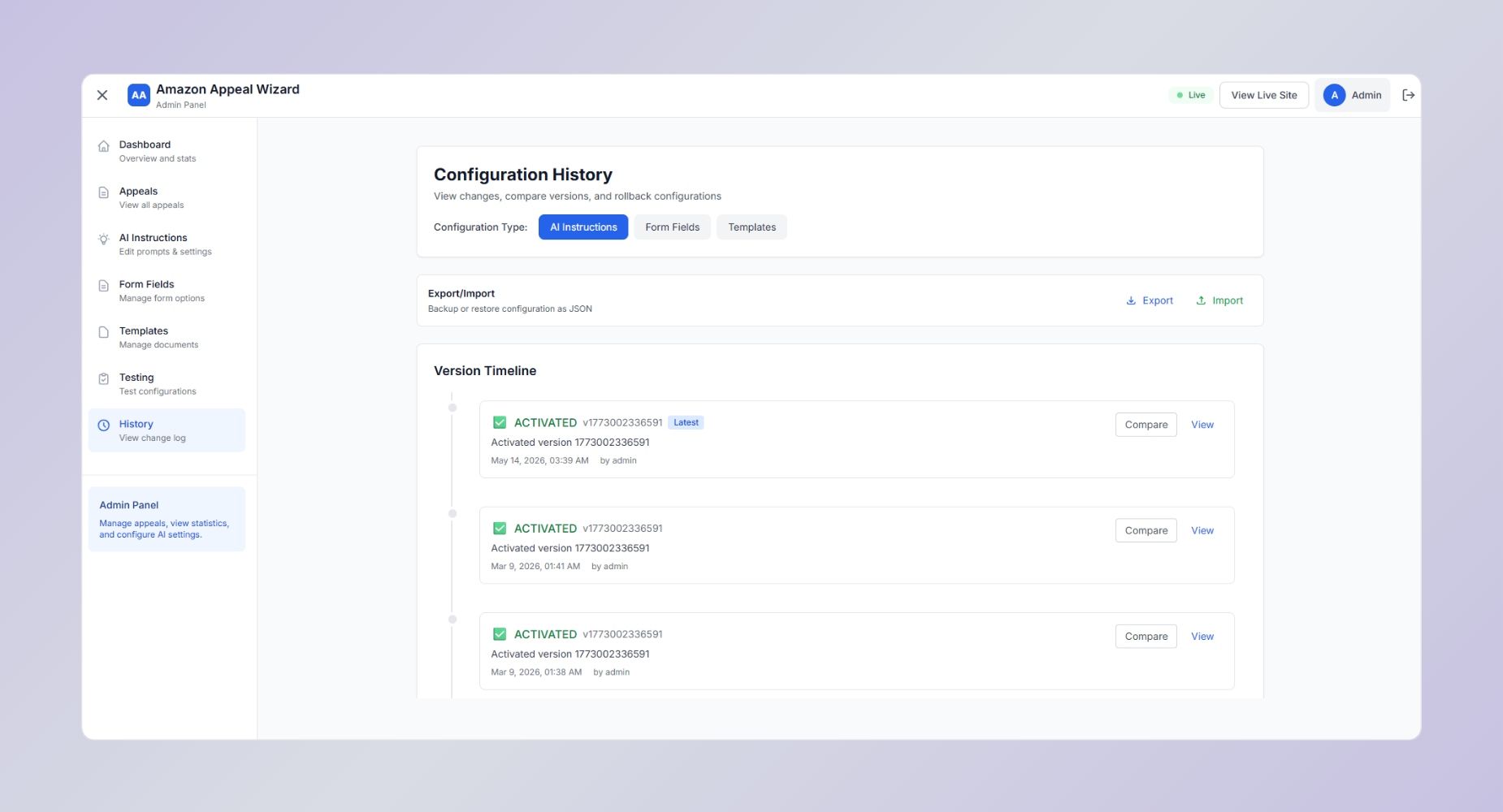 Amazon Appeal Wizard interface screenshot 4