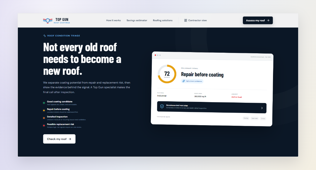Explainable roof condition score and recommended next step
