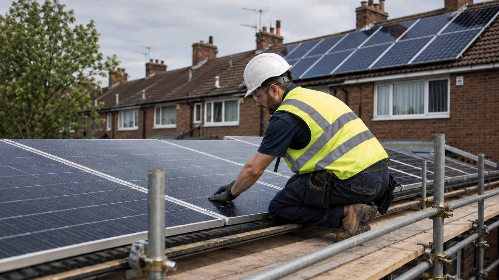 Rooftop solar inspection for a warmer homes retrofit programme.