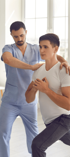 Physical therapist working with a patient at a rehabilitation center