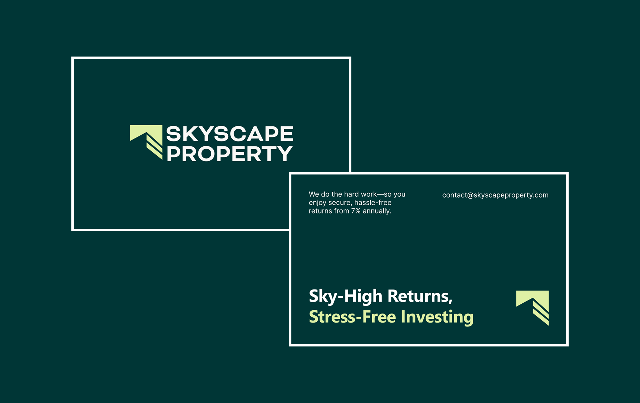 Business card design created for Skyscape Property as part of the brand identity system.