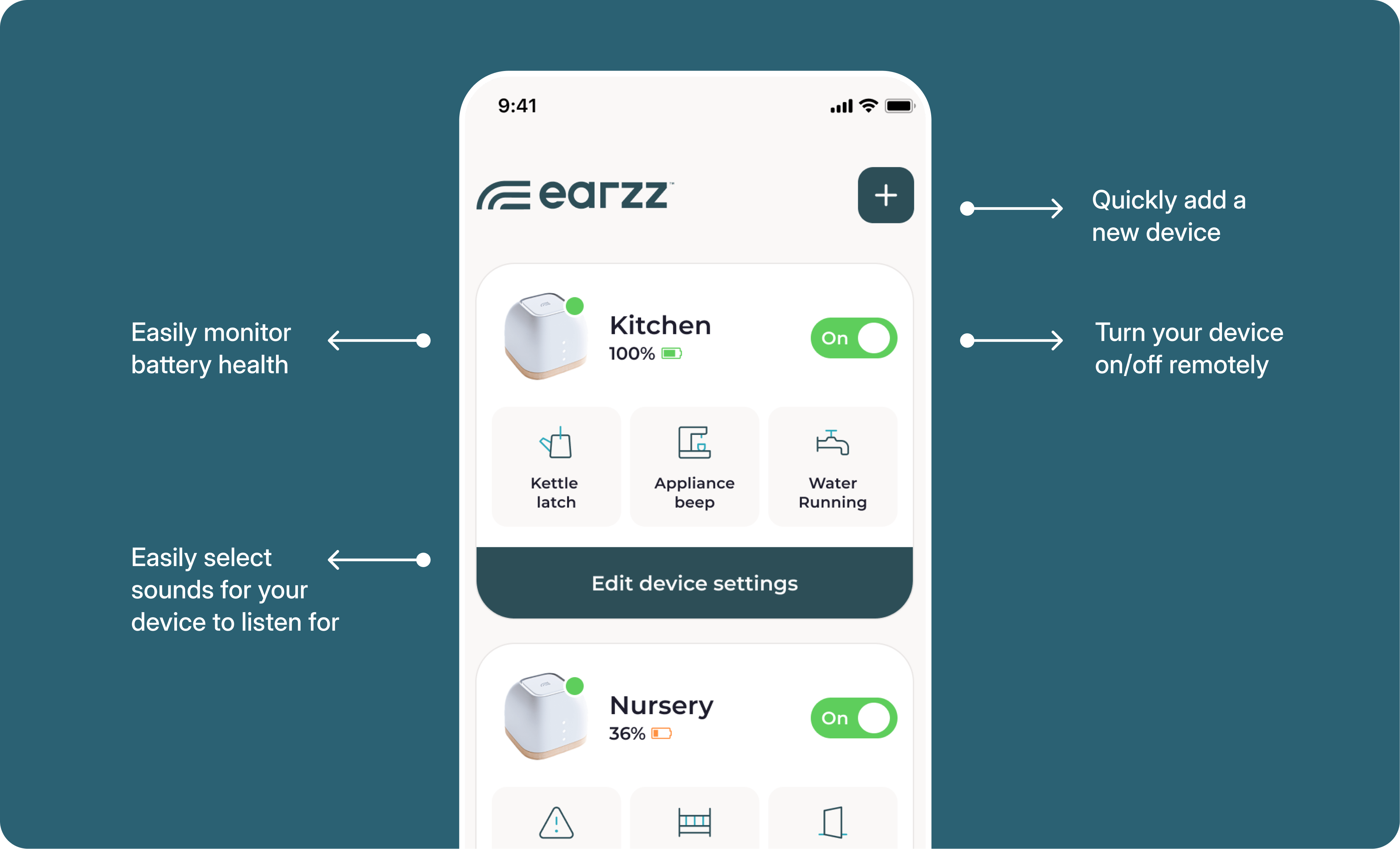 Detailed interface breakdown highlighting key features and interactions within the Earzz app.