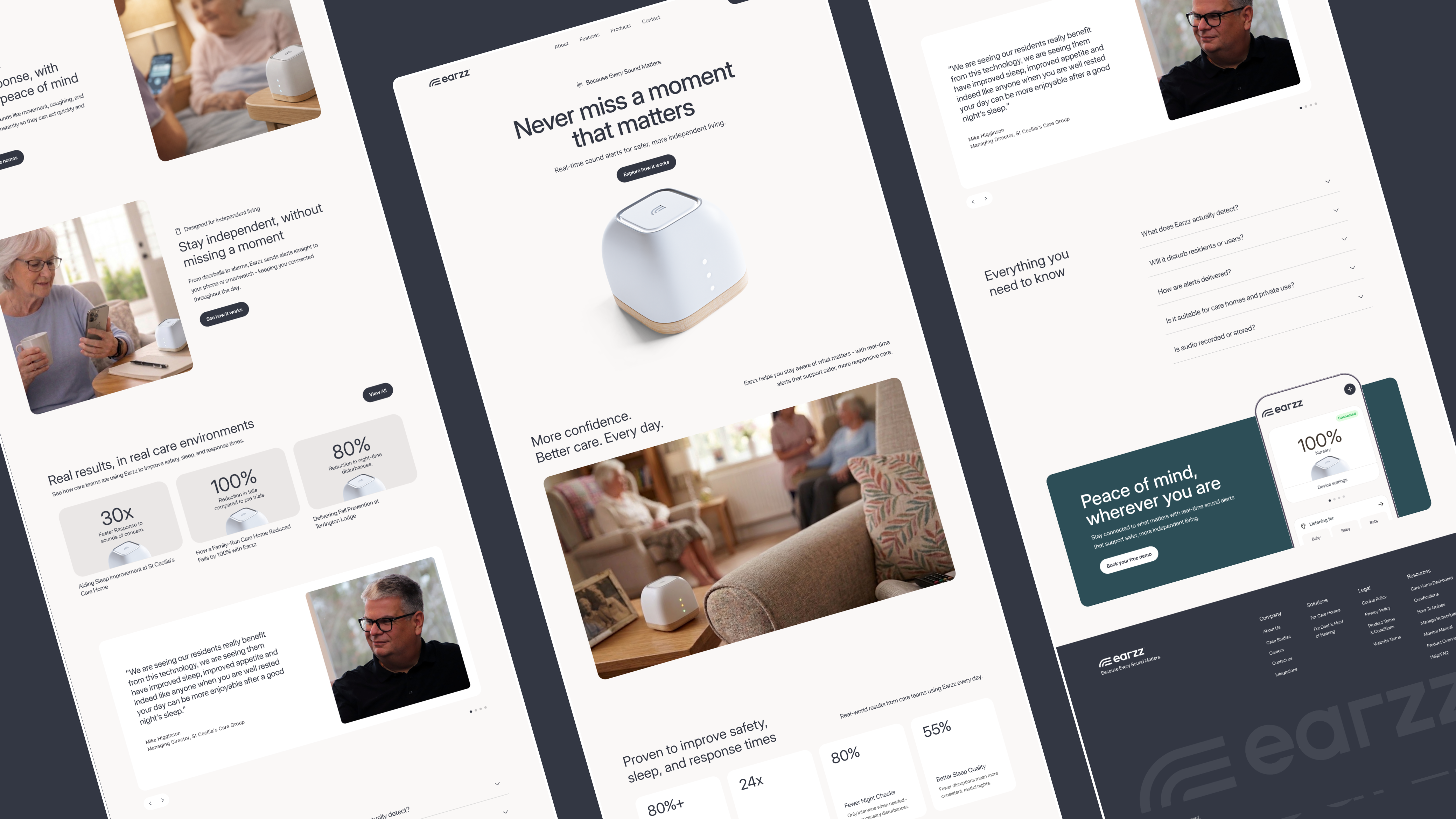 High-fidelity website designs created for Earzz to deliver a consistent digital experience.