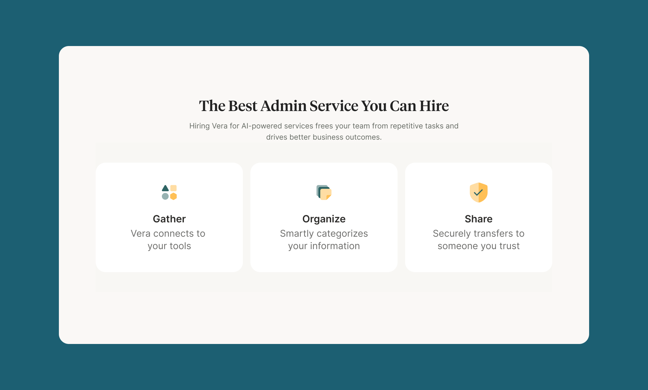 Website section design created for Vera using custom icons to highlight key platform features.